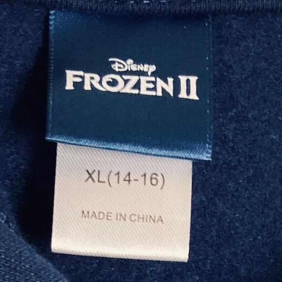 Disney Frozen 2 Elsa~Anna~Olaf Printed Navy Zip-Up Hoodie Sweatshirt Size 14/16 - Picture 7 of 7